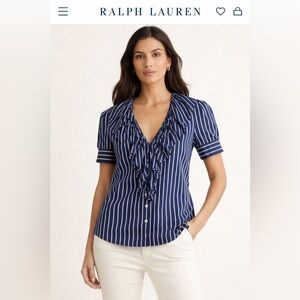 *SOLD*Ralph Lauren Navy and White Striped Blouse